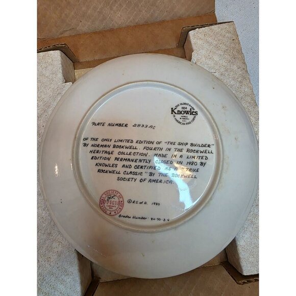 Norman Rockwell "The Ship Builder" Limited Edition Collector Plate - Picture 6 of 16